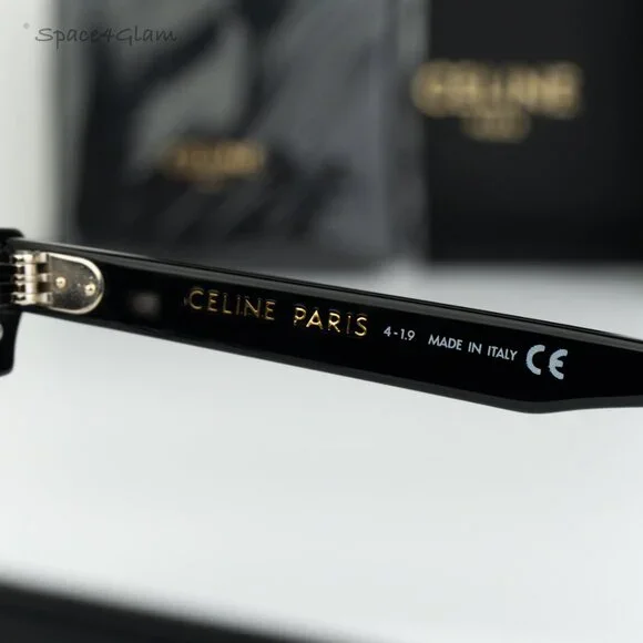 NEW Celine CL50026U 016 Shiny Palladium Black Demo Unisex Square Eyeglasses
